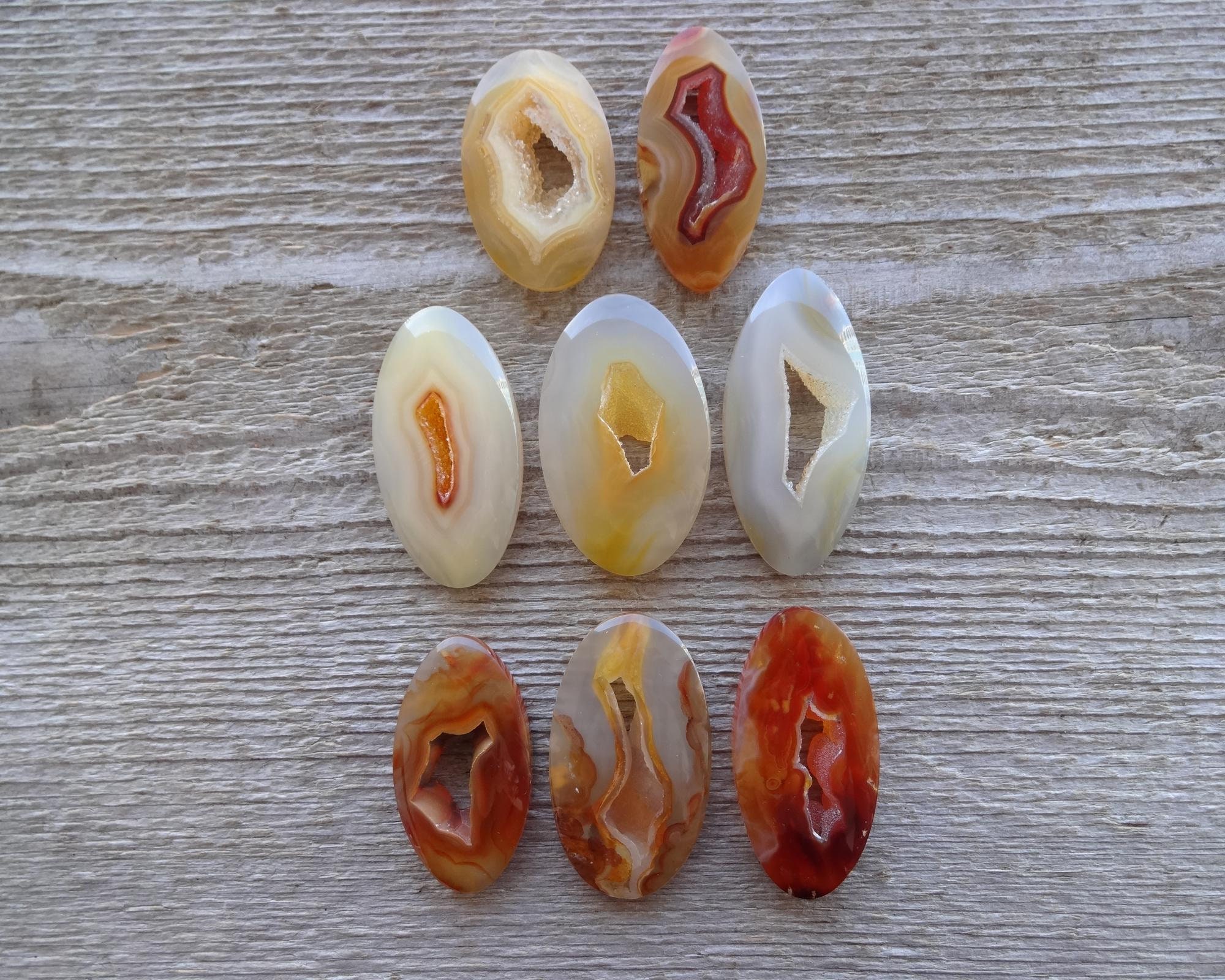 High Quality Druzy Carnelian Cabochon, Natural Oval Shape Red Orange Carnelian Gemstone Cabochon For Necklace, Unique Indonesian Gemstone