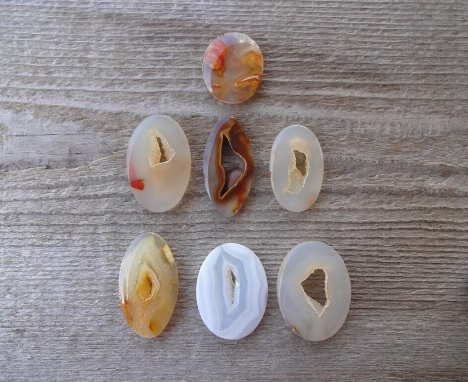 Indonesian Carnelian Chalcedony, Druzy Cabochon, Natural Chalcedony, Smooth Cabochon Gemstone