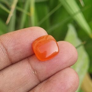 Natural Carnelian Cabochon Cushion: Caroline Gemstone, 12mm