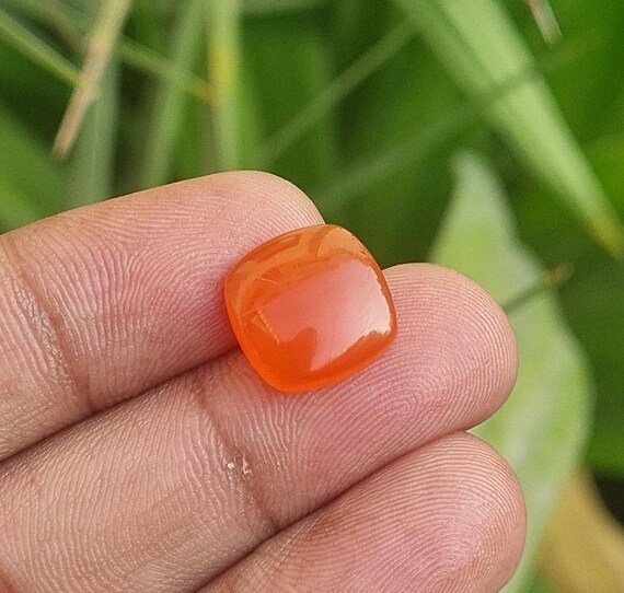 Natural Carnelian Cabochon Cushion: Caroline Gemstone, 12mm