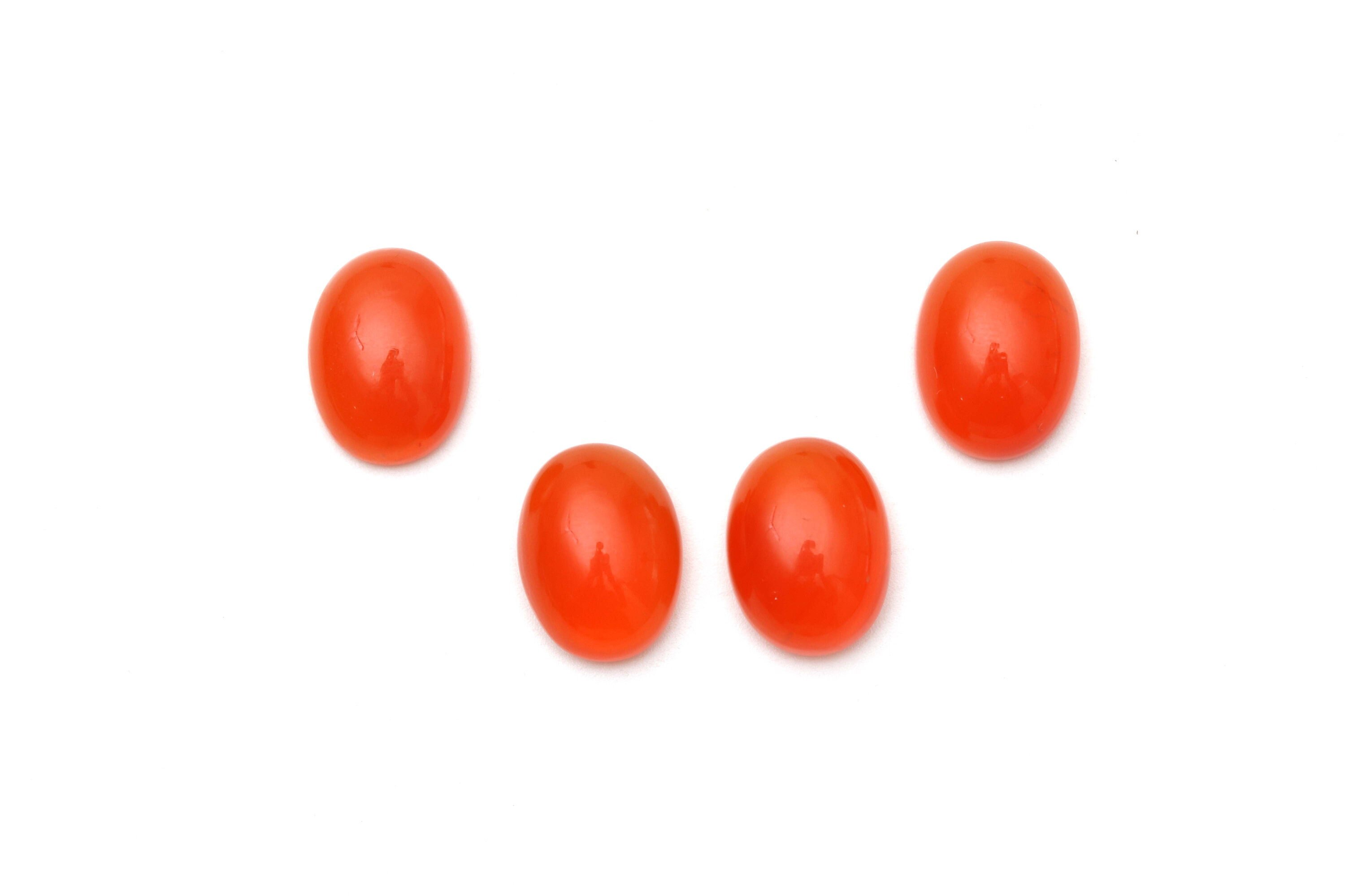 Natural Carnelian Oval Cabs Loose Gemstone 12x16 Mm Excellent Color And Luster Orange Carnelilan Gemstone Cabochon 2 Pair ( 4 Pieces )