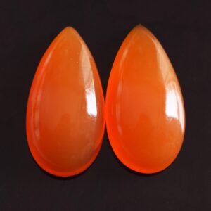 Aaa+ Grade Orange Carnelian Pear Shape Earring Pair Cabochon Gemstone For Jewelry Making Polished Calibrated Gemstone All Sizes Available