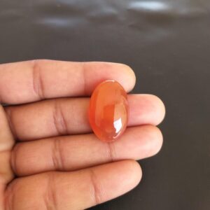 Oval Red Carnelian Cabochon: 35 Carat Gemstone (28x19x9 MM)