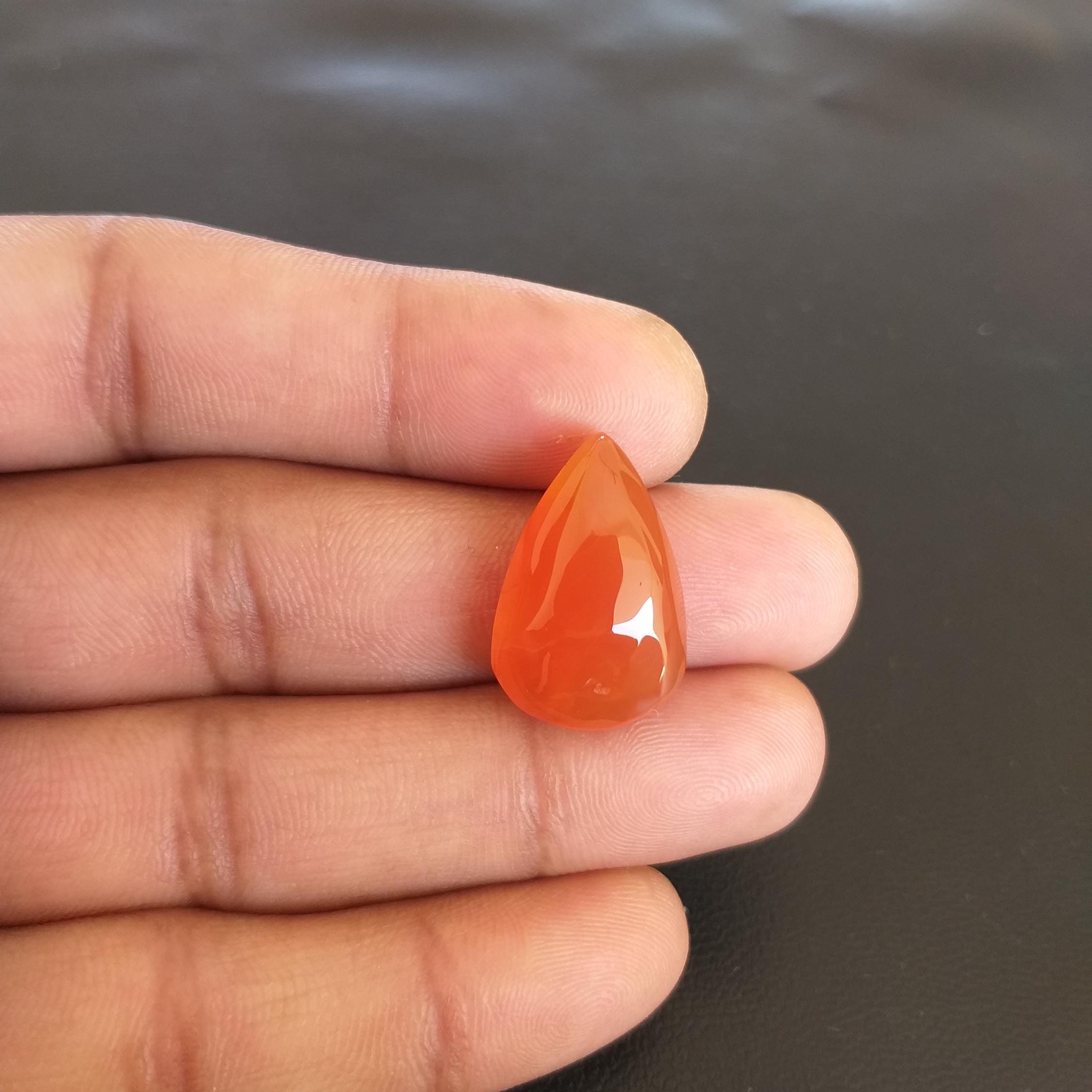 Pear Shape Red Carnelian Cabochon: 20 Carat Gemstone (22x15x9 Mm