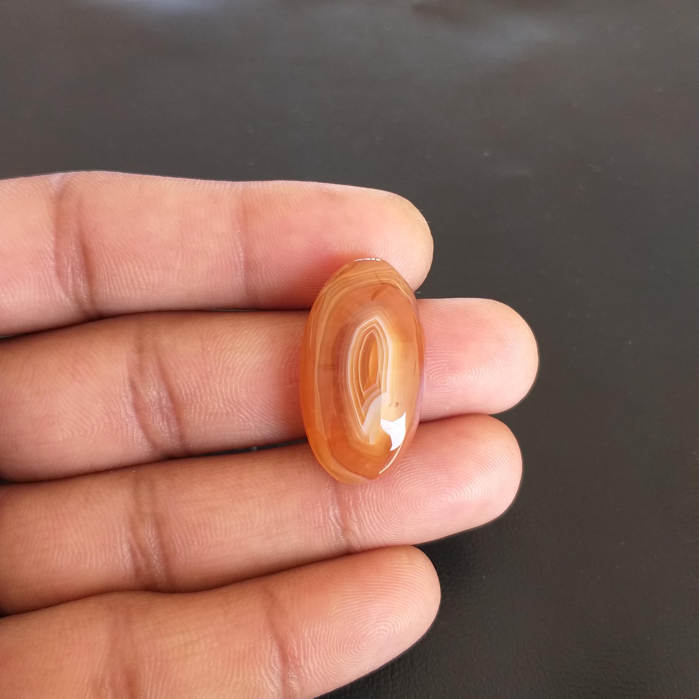 Red Carnelian Cabochon: Oval Gemstone, 25 Carat (28x16x7mm)