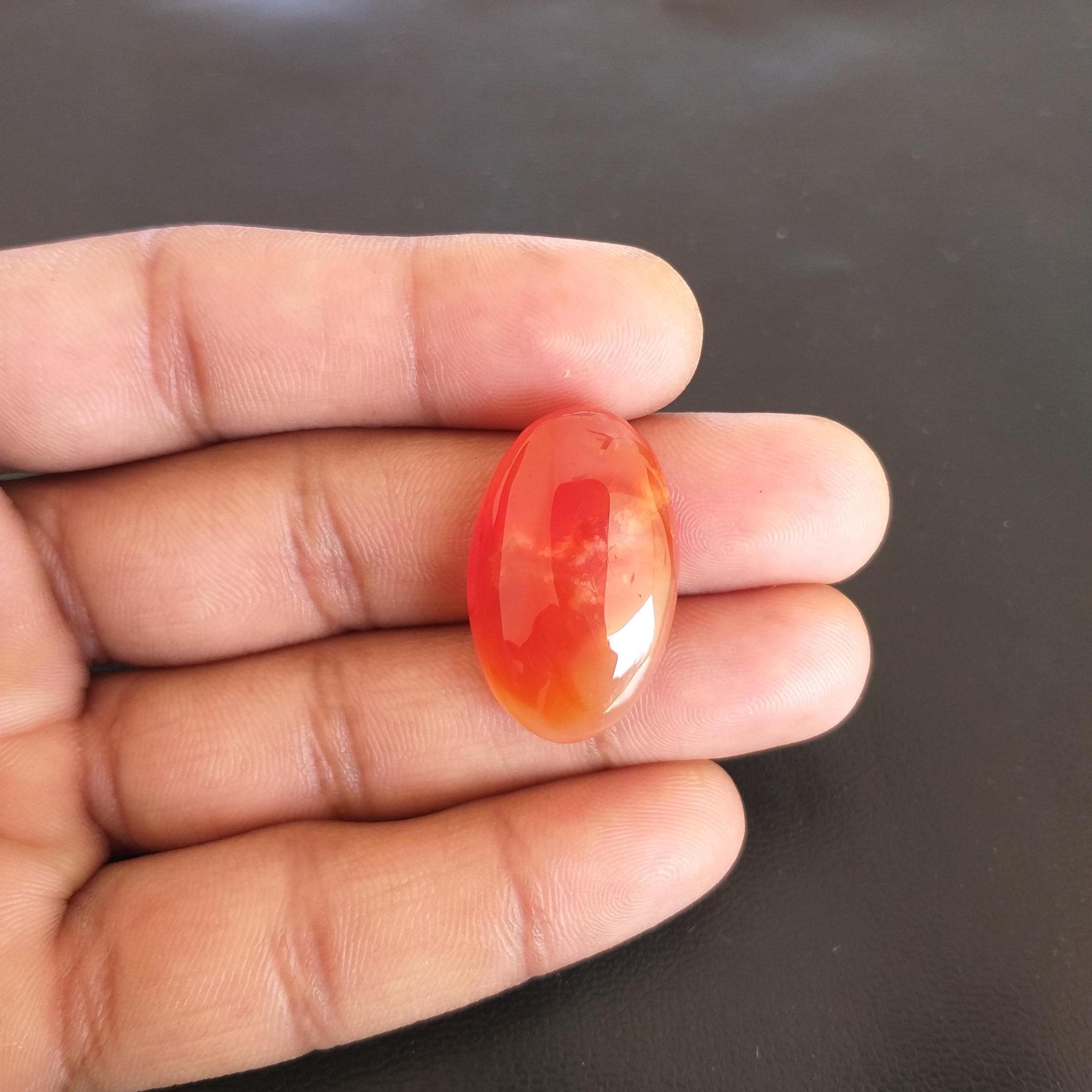 Red Carnelian Cabochon: Oval Gemstone, 32.5 Carat, 29x18x8 Mm