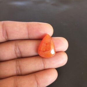 Red Carnelian Pear Cabochon: 17.5 Carat Gemstone (22x16x8 MM