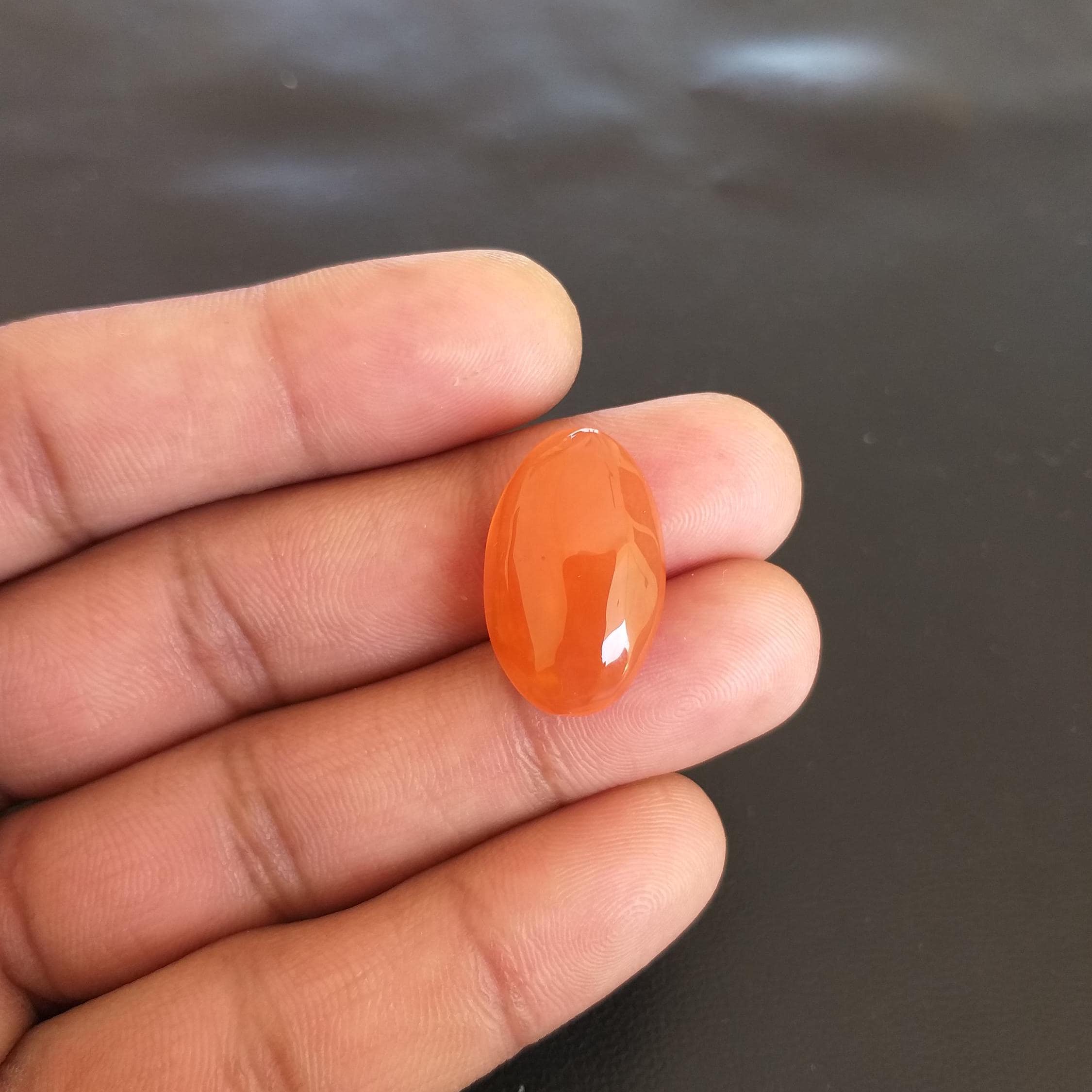 Red Carnelian Stone Cabochon: Oval Shape Handmade, 17.5 Carat, 23x15x7 Mm