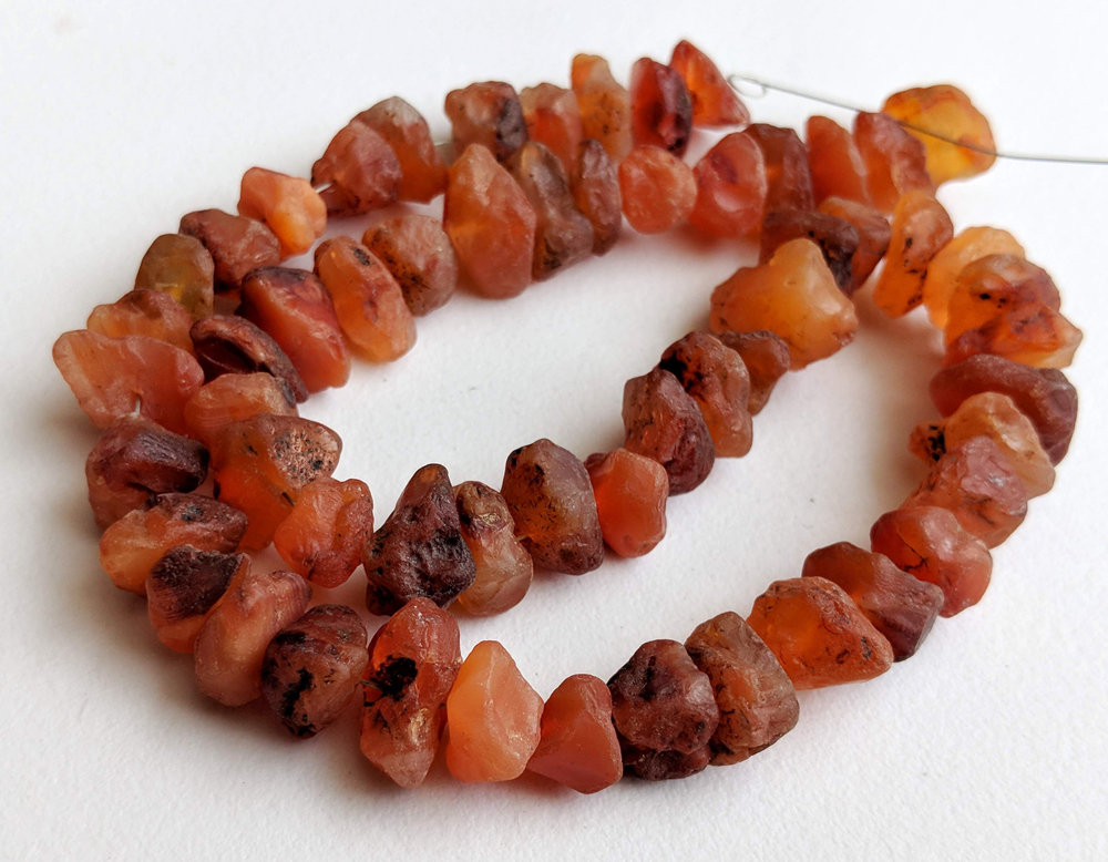 10-12mm Raw Carnelian Stones,  Natural Loose Raw Gemstone, Carnelian Rough Beads, Carnelian Nuggets 13 Inches (1 Strand To 5 Strands Option)