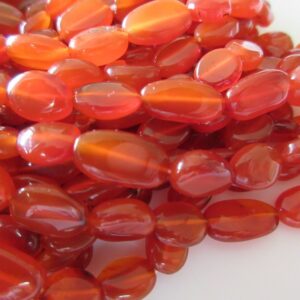 5 Strands Wholesale Natural Carnelian Smooth Fancy Oval Shaped Tumble Beads, Huge 13mm To 14mm Beads, 13 Inch Strand, Gds228