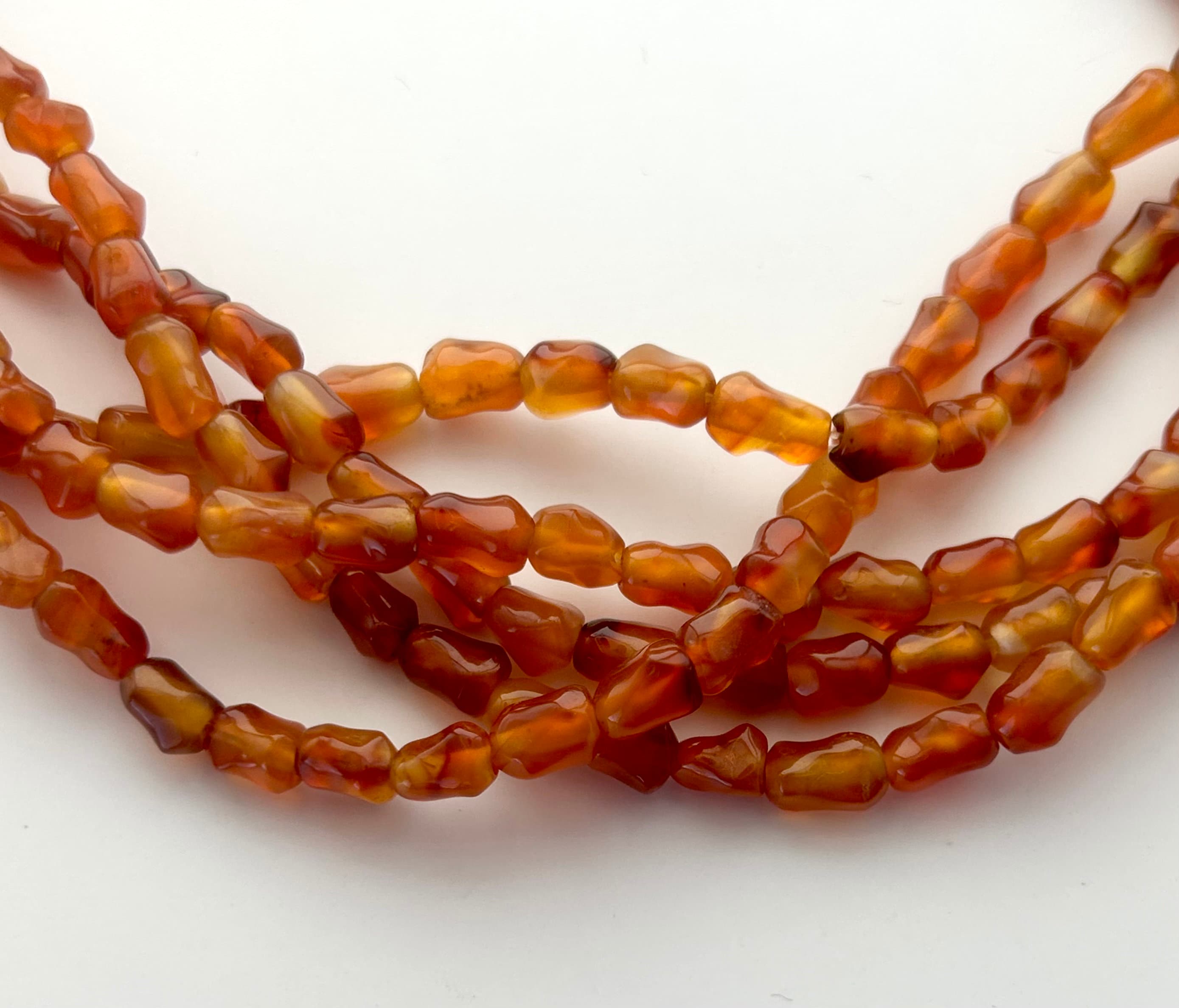 6x8mm Nugget Natural Carnelian Beads. 15" Strand Of Mixed Orange Nugget Beads, About 53 Per Strand.