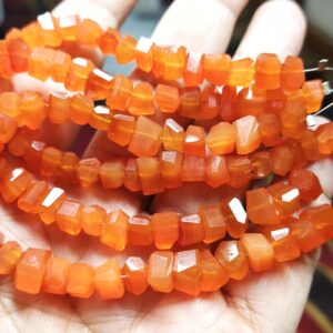 7 Inches Strand,Natural Carnelian Faceted Nuggets,Size 7-8mm
