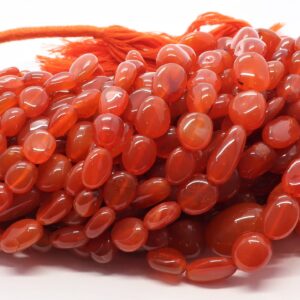 Aaa Carnelian Smooth Uneven Shape Nuggets Beads, 6-13 Mm Carnelian Tumble Beads, 18 Inch + Fish Lock Smooth Carnelian Nuggets Necklace Beads