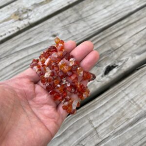 Carnelian Bracelet Stretchy String Bracelet Natural Gemstone Chips Bracelets Pre-charged Handmade Jewelry