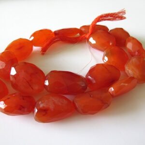 Faceted Carnelian Tumbles Beads, Carnelian Gemstone Beads Nuggets, 15mm To 18mm Approx, 13 Inch Strand, Gds538