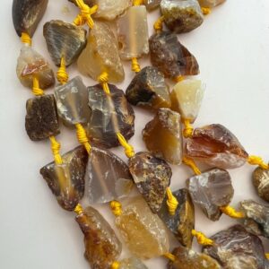 Large Raw Free Form Chunk Carnelian Gemstone Beads. 15" Strand Of Natural, Rough Beads, 15-25mm In Size And 14-16 Beads Per Strand.
