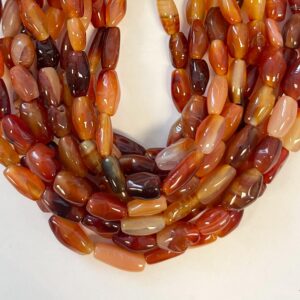 Natural Carnelian (5-10)x(12-18)mm Nugget Gemstone Bead -- 15.5 inch strand