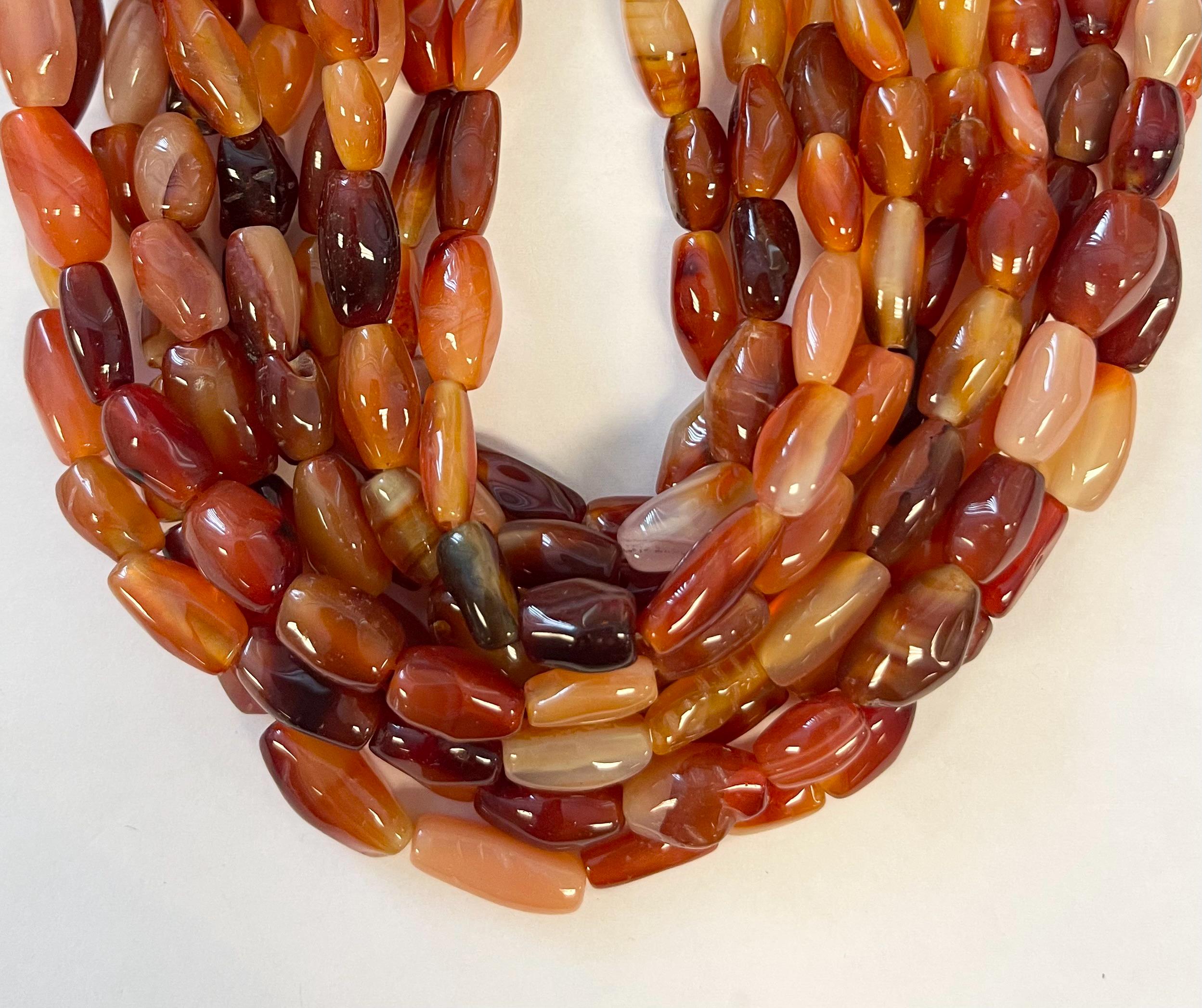 Natural Carnelian (5-10)x(12-18)mm Nugget Gemstone Bead -- 15.5 Inch Strand