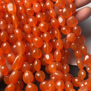 Natural Carnelian Smooth Nuggets Gemstone Beads Strand 10/12 mm Approx 18 Inches Orange Stone Beads An Amazing Item, Semi Precious Beads