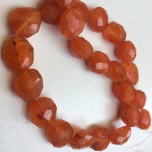 New Brand- Natural Orange Carnelian Faceted Nuggets Gemstone Beads, 12 Inches Strand Tumbled Beads For Making Jewelry, Semi Precious Stone