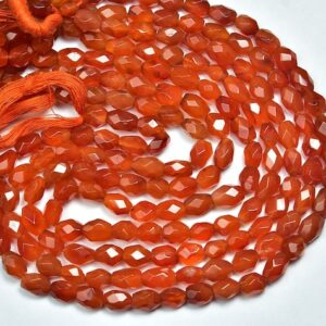 Carnelian Nugget Beads - 12.5 inches - Finest Quality Natural Beautiful Faceted Carnelian Nuggets - Size is 6 - 8 mm #1074