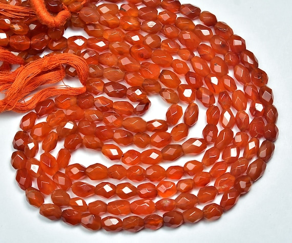 Carnelian Nugget Beads - 12.5 Inches - Finest Quality Natural Beautiful Faceted Carnelian Nuggets - Size Is 6 - 8 Mm #1074