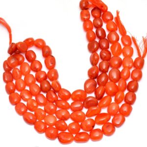 Carnelian Oval Nugget Beads | Gemstone 18mm-20mm Smooth Tumbled Beads 13" Strand | Natural Carnelian Semiprecious Gemstone Beads For Jewelry