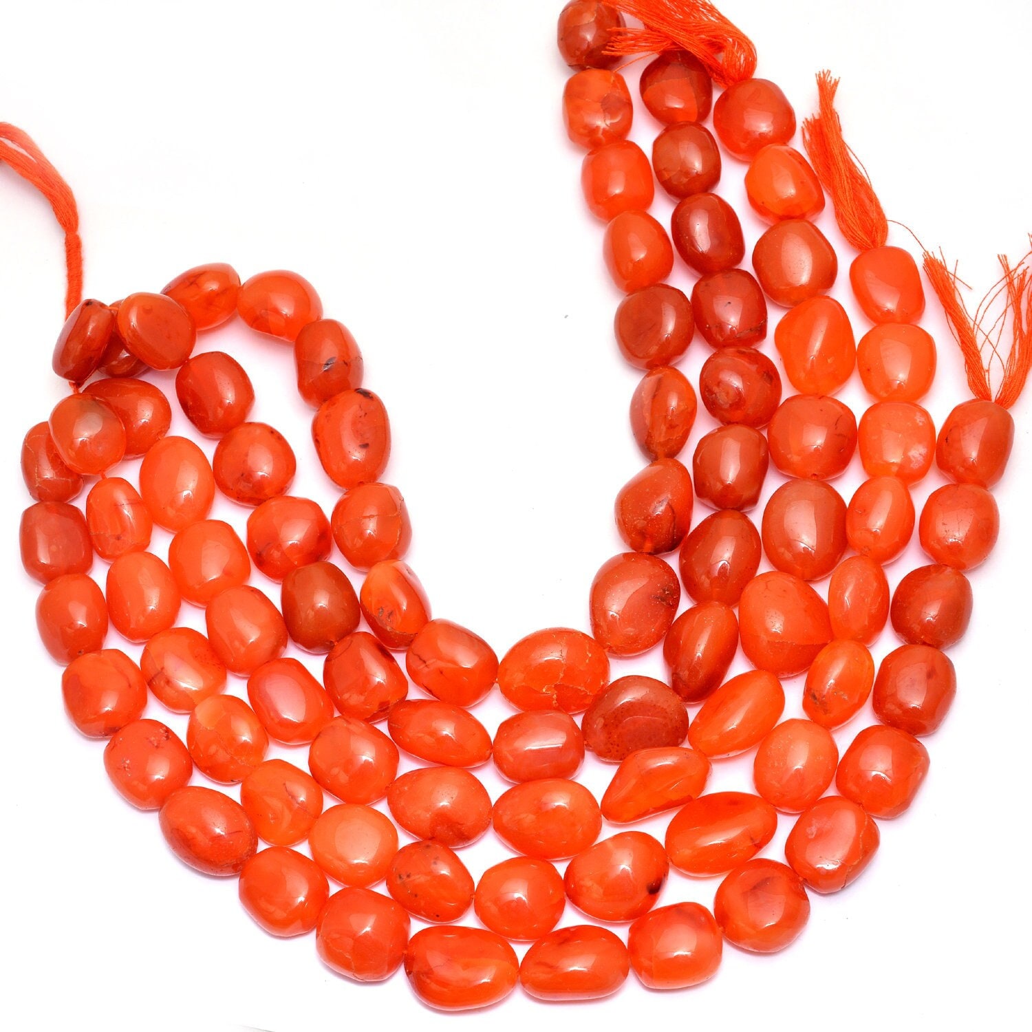 Carnelian Oval Nugget Beads | Gemstone 18mm-20mm Smooth Tumbled Beads 13" Strand | Natural Carnelian Semiprecious Gemstone Beads For Jewelry