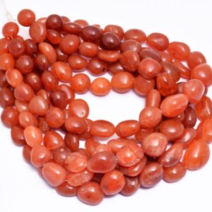 Carnelian Oval Nuggets Beads | 16mm-20mm Smooth Tumble 17inch Strand- 600carats | Natural Carnelian Semi Precious Gemstone Beads For Jewelry