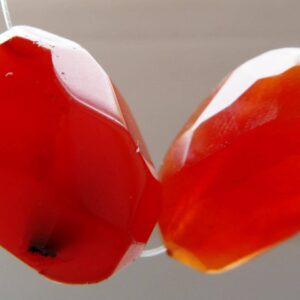Carnelian oval nugget faceted 16-19mm beads -2 pcs-jewelry making-orange focal craft beads