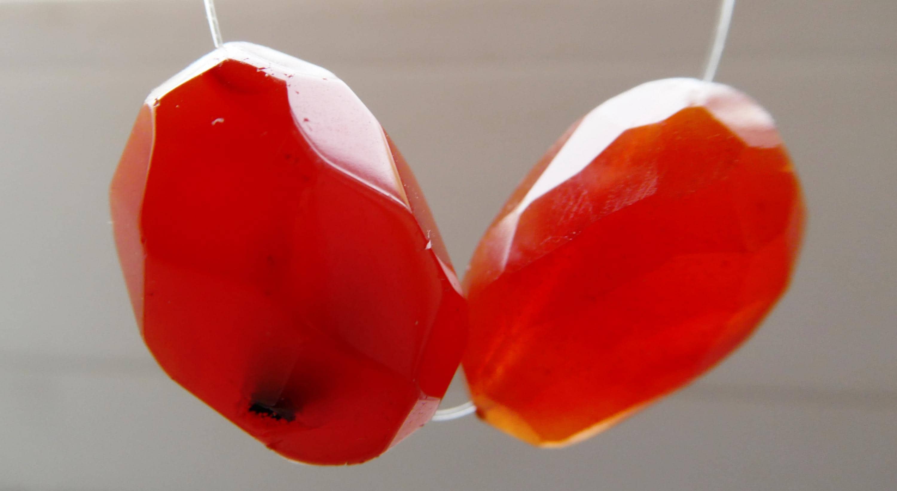Carnelian Oval Nugget Faceted 16-19mm Beads -2 Pcs-jewelry Making-orange Focal Craft Beads