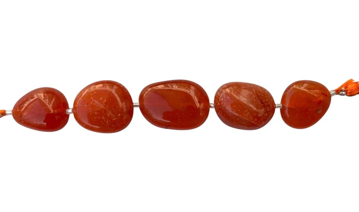 Carnelian Smooth Tumble/ Nuggets (20x17 To 25x19mm), Pack Of 5 Beads