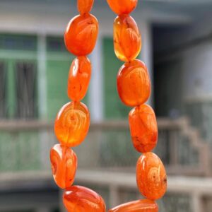Carnelian Tumble Beads: 12x11 To 20x14mm, Orange Gemstone Nuggets, 8" Strand, 12pcs Approx