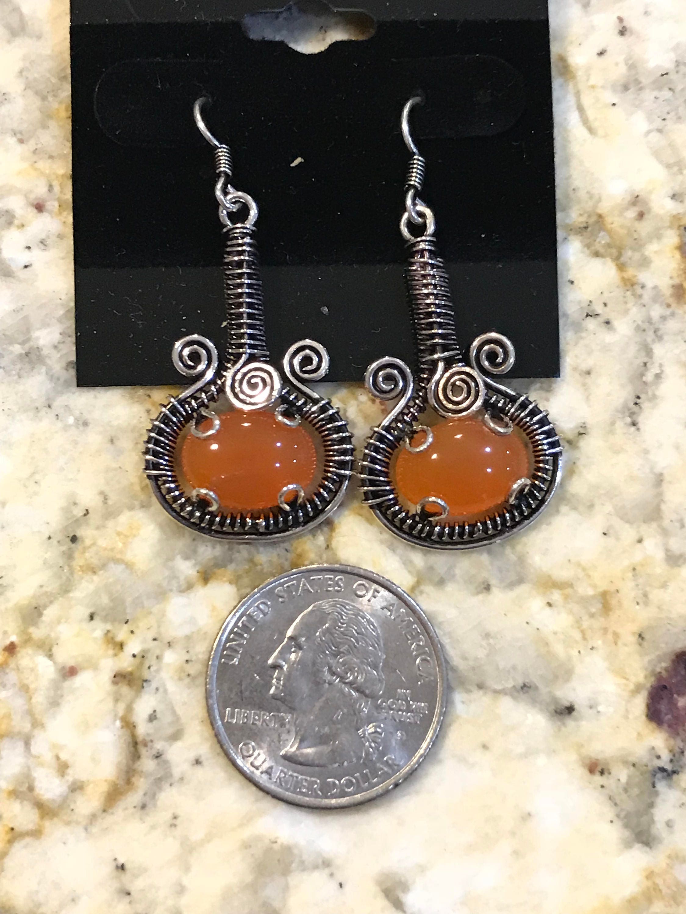 Abstract Carnelian Dangle Earrings