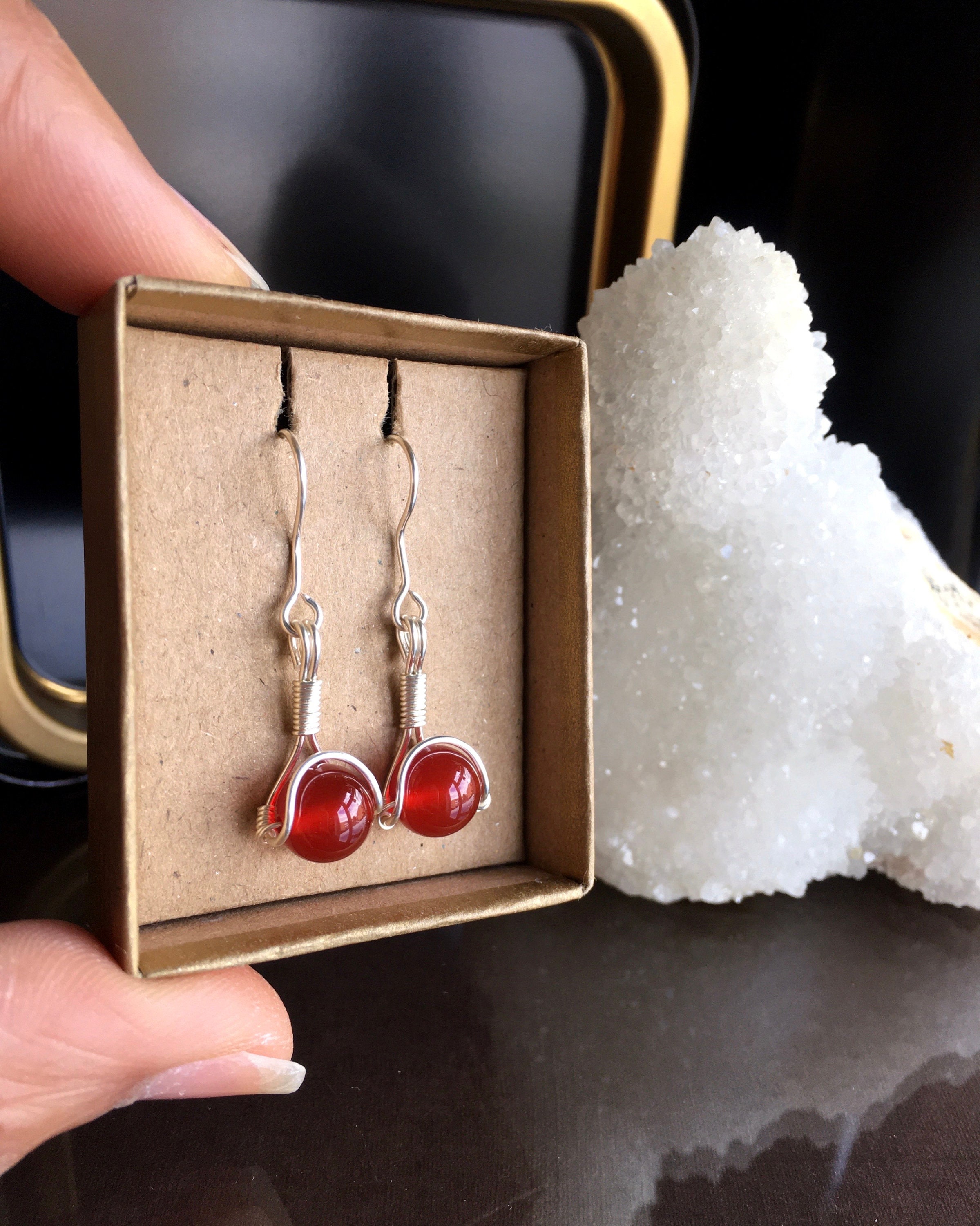 Carnelian Bead Earrings: Handmade Jewelry Gift