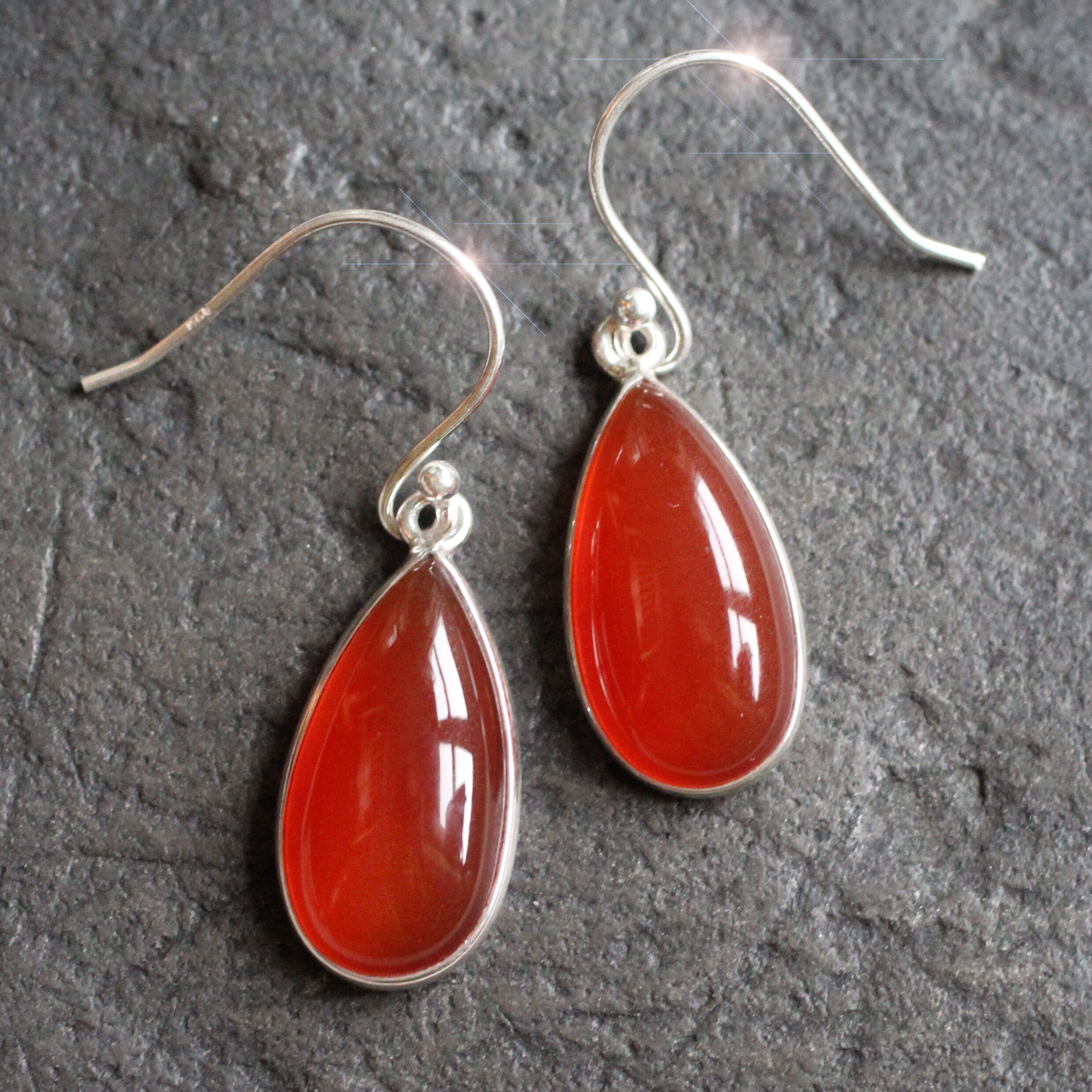 Candied Orange - Beautiful Luminous Carnelian Drop Sterling Silver Earrings