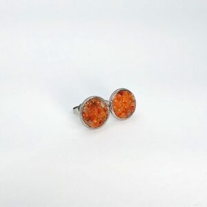Crushed Orange Carnelian 10mm Stone Stainless Steel Stud Earrings Crushed Orange Carnelian 10mm Stone Stainless Steel Stud Earrings