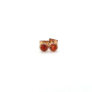 Crushed Orange Carnelian 4mm Stone Rose Gold Plated Stud Earrings
