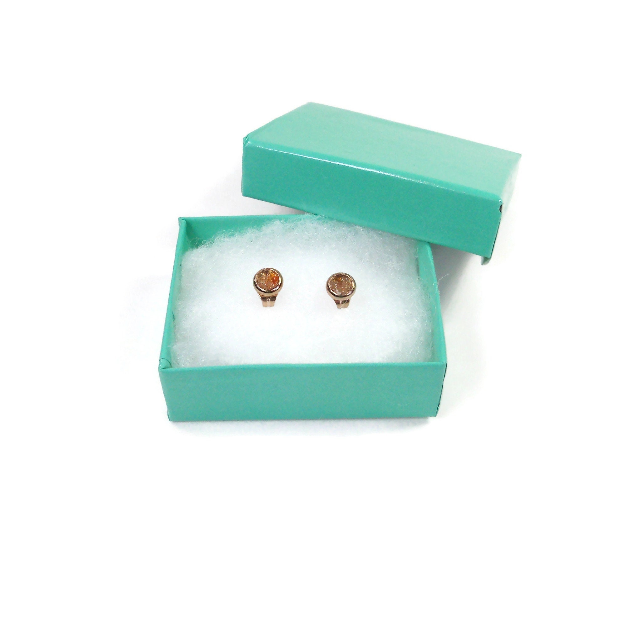 Crushed Orange Carnelian Stone Rose Gold Plated Stud Earrings 3 Sizes!