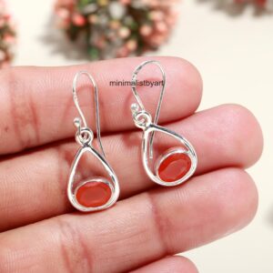 Carnelian Drop Earrings: Sterling Silver Dangle Jewelry