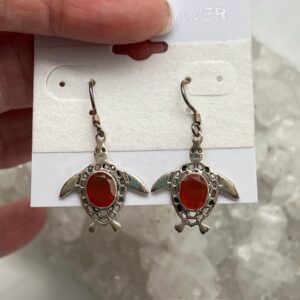 Faceted Carnelian Turtle Earrings