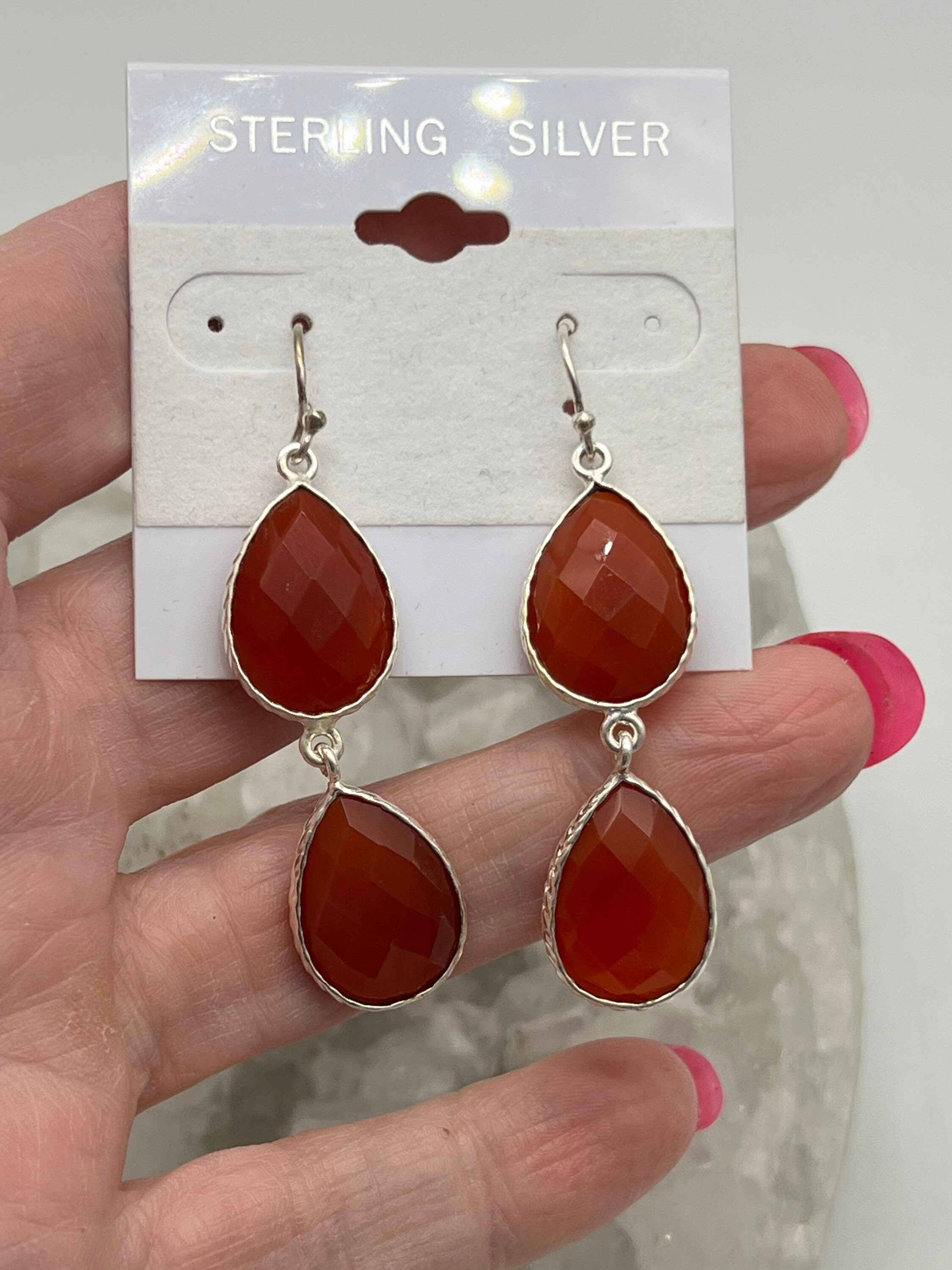 Faceted Carnelian Earrings