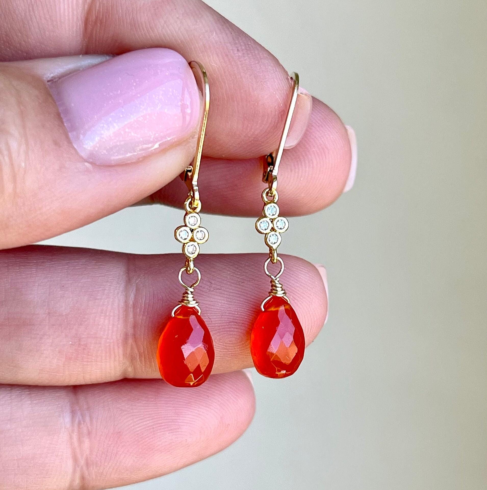 Carnelian Earrings, July Birthstone, Bright Orange Teardrop Dangle Earrings, Minimalist Small Carnelian Drop Earrings, Bright Gift For Women Carnelian Earrings, July Birthstone, Bright Orange Teardrop Dangle Earrings, Minimalist Small Carnelian Drop Earrings, Bright Gift For Women