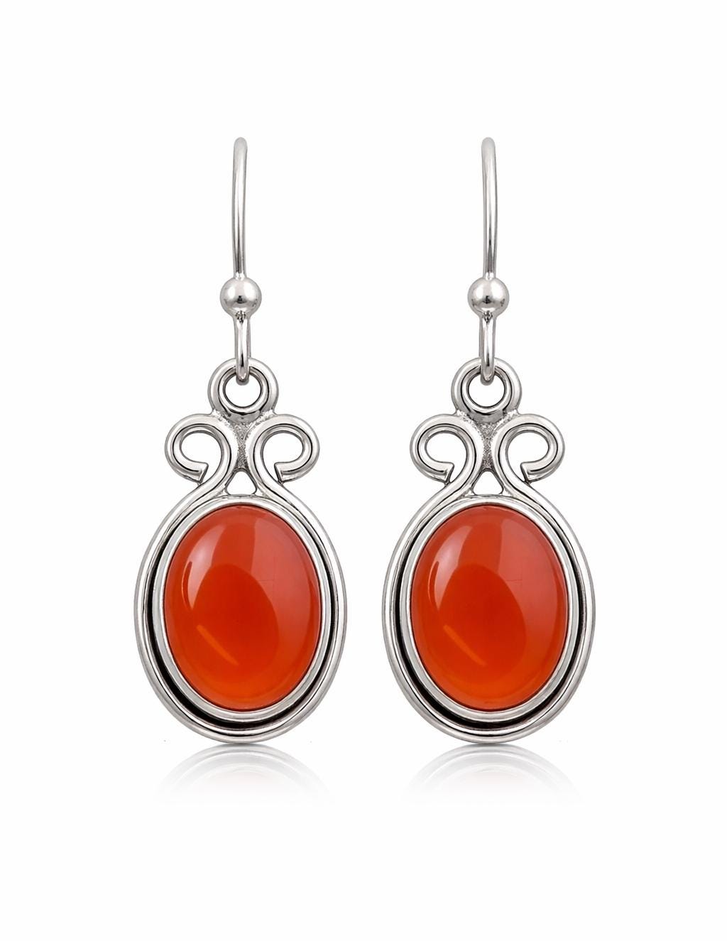 Natural Carnelian Earrings, 925 Sterling Silver, Oval Shape Dangle Earrings, Handmade