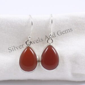 Natural Carnelian Earrings, 925 Sterling Silver Earrings, Teardrop Earrings, Gift for her, Wedding Earring, Handmade Earring