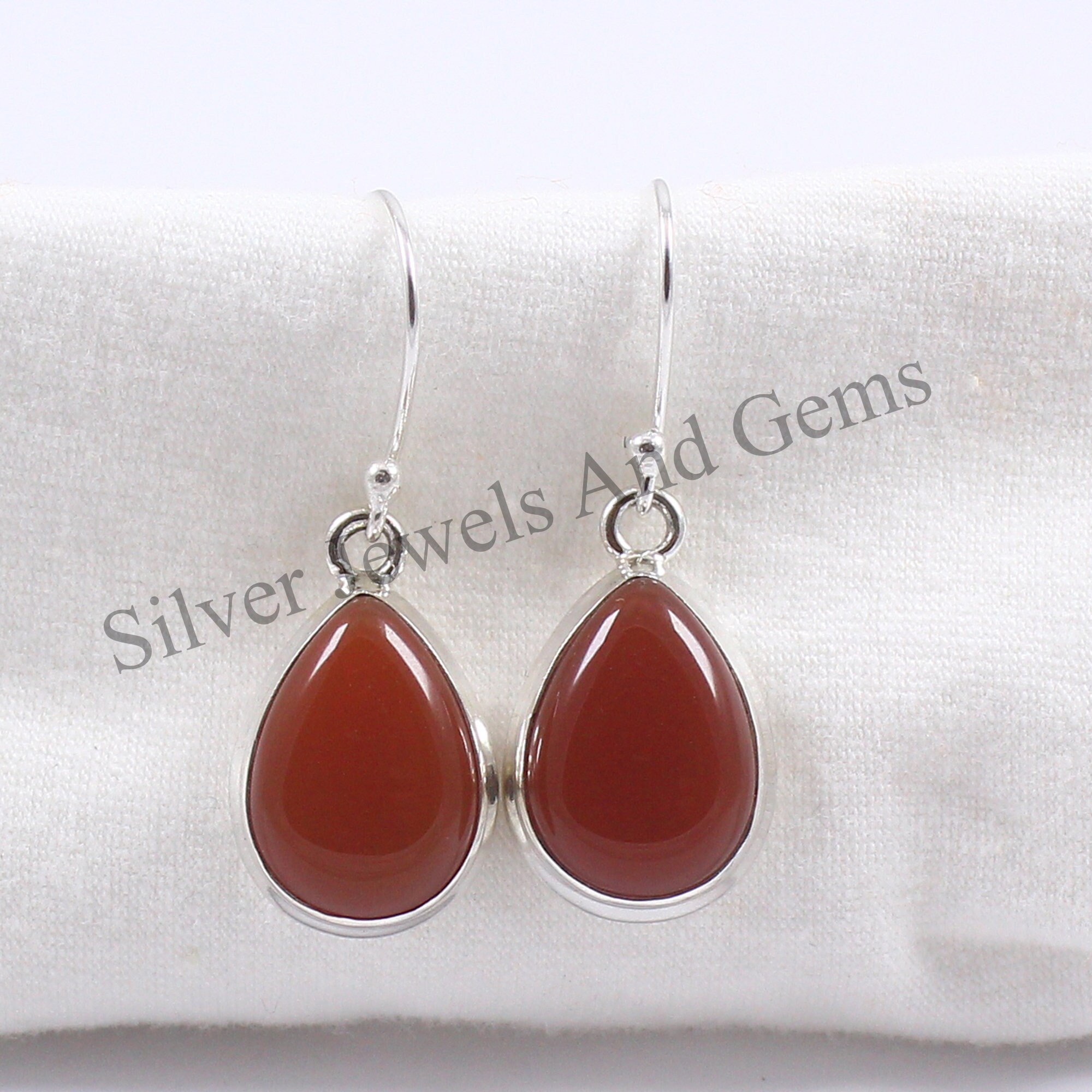 Natural Carnelian Earrings, 925 Sterling Silver Earrings, Teardrop Earrings, Gift For Her, Wedding Earring, Handmade Earring