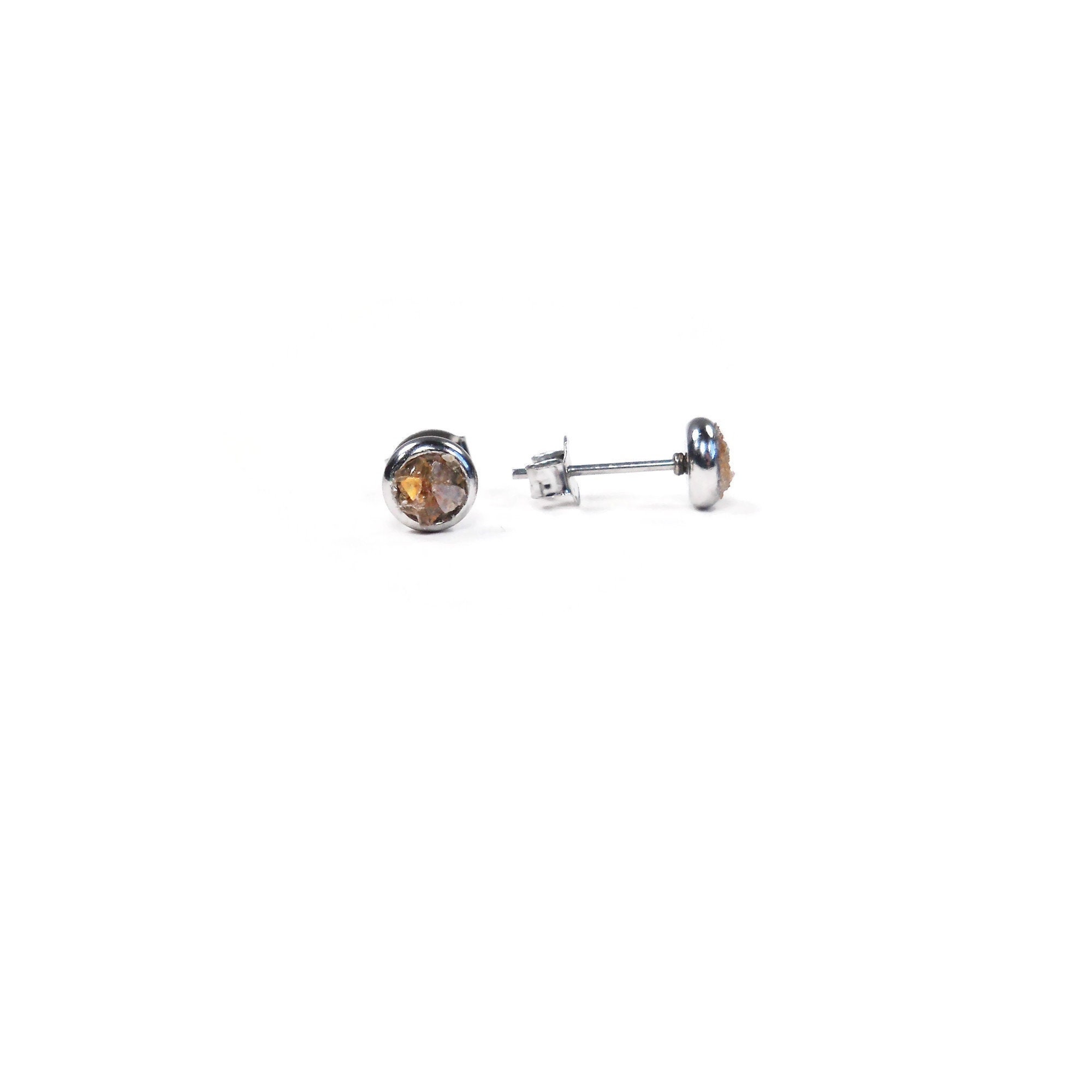 Orange Carnelian Hypoallergenic Stainless Steel Stud Earrings Stone Earrings