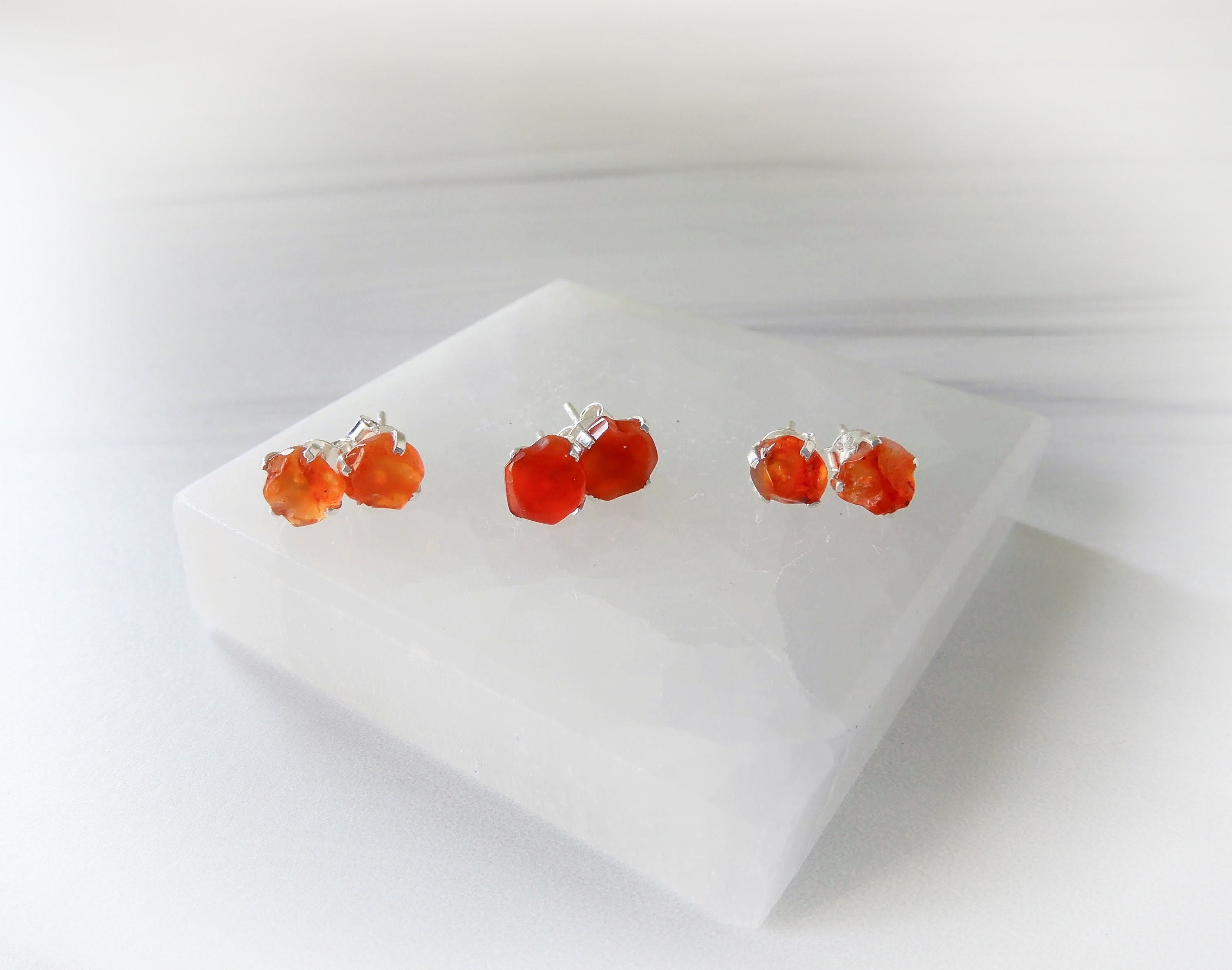 Raw Carnelian Gemstone Earrings, Carnelian Crystal Earrings, Rough Stud Earrings, Carnelian Jewelry, Healing Gemstone,gemstone Appeal, Gsa