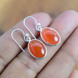 Red Carnelian 925 Sterling Silver Hook Earring