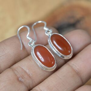 Red Carnelian 925 Sterling Silver Hook Earring